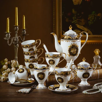 Luxusné Muse kávový set Kosti čína coffee pot pohár tanier nastavenie British elegantné popoludňajší čaj sada keramických kvet pohár Tanier, lyžica
