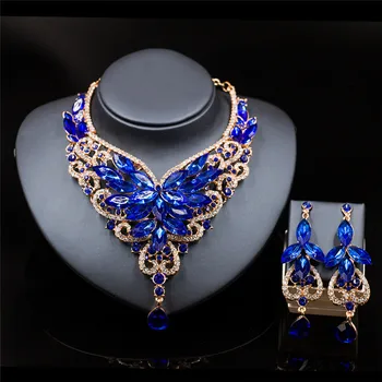 Luxusné Módne Afrike Crystal Náhrdelníky Náušnice Šperky Set pre Ženy, Svadobné Party Svadobné Šperky, Náhrdelníky Sady