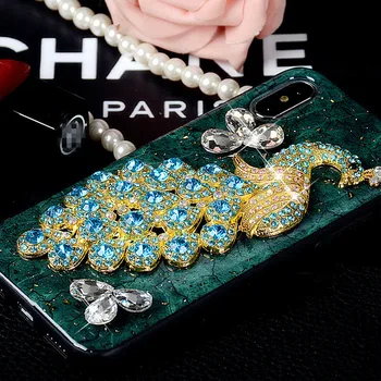 Luxusné Módne Krásne Farebné Kryštál Diamantu Páva Bling Lesk puzdro Pre iPhone 11 Pro XS Max XR X 8 7 6 6 Plus