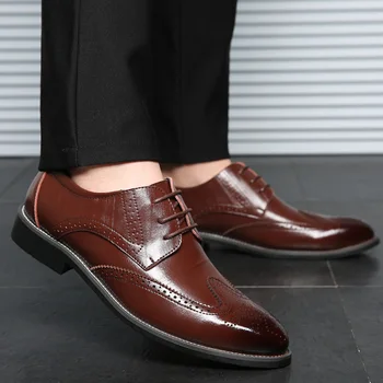 Luxusné Originálne Kožené Mužov Topánky Šaty Letné Bežné Oxfords Muž Prízvukom Obuvi Priedušná Čipky Bytov Chaussure Homme Plus Veľkosť