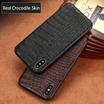 Luxusné Prírodné Krokodílej Kože Telefón puzdro Pre iPhone X 12 Mini 12 Pro Max 11 Pro MAX XS XR XS Max SE 2020 5 5 6 6 7 8 Plus