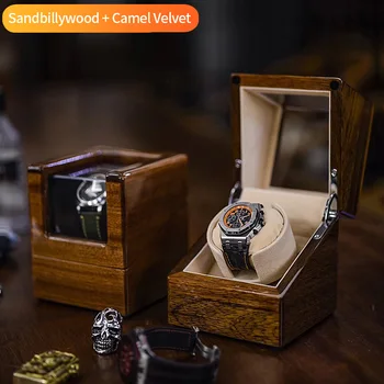 Luxusné prírodné solidwood Watch winder Prispôsobené batérie powered drevené automatické hodinky navijaky jedného