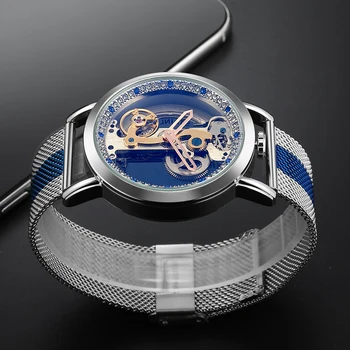 Luxusné pánske Automatické Hodinky Muž Duté vyrezávané Kostra relogio Masculino Mechanické Náramkové hodinky dropshipping