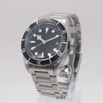 Luxusné pánske automatické mechanické hodinky 41mm nehrdzavejúcej ocele, minerálne sklo hliníkový rámček rotujúce krúžok black dial P01