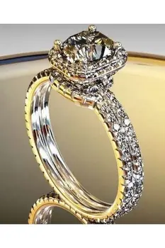 Luxusné, Ručne vyrábané krúžok Okrúhly Zirkón Zapojenie Svadobné Kapela Prstene Pre Ženy, mužov, Šperky darček veľkoobchod