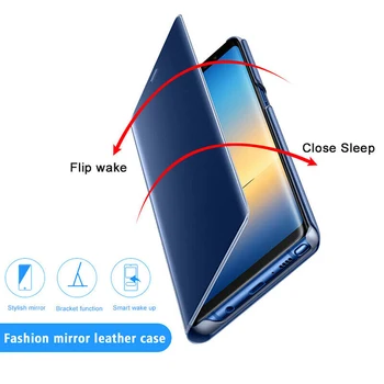 Luxusné Smart Mirror Kože Flip puzdro pre Huawei Honor 8C Vymazať Zobrazenie Pokovovanie Mobilného Telefónu Zadný Kryt Bookstyle Stojan Honor8C 8 C