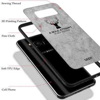 Luxusné Tkaniny Textúra Telefón puzdro Pre Samsung Galaxy S8 S9 S10 Plus Poznámka 9 S8plus S10E Retro 3D Jeleň Mäkké Kožené Zadný Kryt Capa