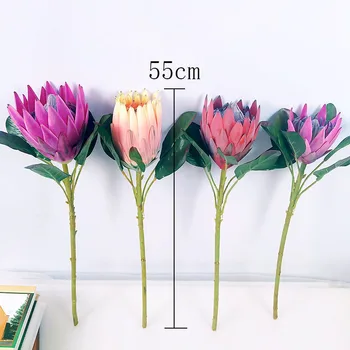 Luxusné Umelé Kvetiny Afrike Protea Cynaroides Hodváb Kráľ Kvety Pobočiek Falošné Flores pre Domáce Dekorácie Veniec Rastlín Flóry