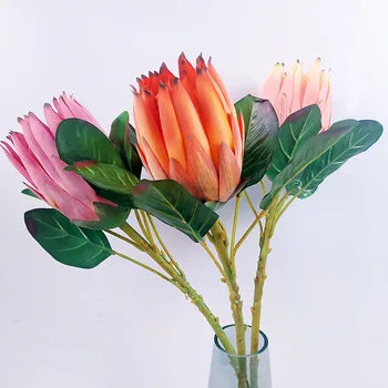 Luxusné Umelé Kvetiny Afrike Protea Cynaroides Hodváb Kráľ Kvety Pobočiek Falošné Flores pre Domáce Dekorácie Veniec Rastlín Flóry