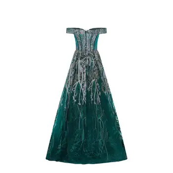 Luxusné Večerné Šaty Off Ramenný Elegantné Vyšívať Crystal Lištovanie Ženy-Line Formálnej Strany Plus Veľkosť Prom Šaty Tylu Dlhé