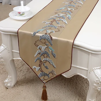 Luxusné Žakárové Geometrické Čínsky Hodváb Stôl Runner Vianočné Svadobný Stôl Mat Dekorácie Večeru Konferenčný Stolík Handričkou