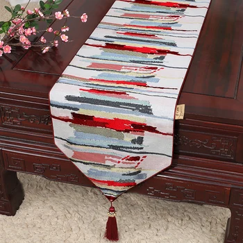 Luxusné Žakárové Geometrické Čínsky Hodváb Stôl Runner Vianočné Svadobný Stôl Mat Dekorácie Večeru Konferenčný Stolík Handričkou