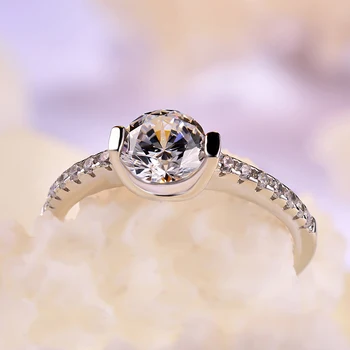 Luxusné Žena Crystal Lab Diamond Kamenný Kruh 925 Sterling Silver Zásnubný Prsteň Vintage Solitaire Snubné Prstene Pre Ženy