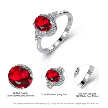 Luxusné Žena Red Crystal Kamenný Kruh Classic Strieborná Farba Snubné Prstene Pre Ženy Módne Svadobné Oválne Zirkón Zásnubný Prsteň