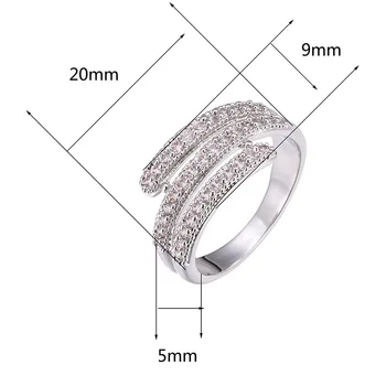 Luxusné Žena White Crystal Kamenný Kruh Roztomilý Zirkón Strieborná Farba Snubné Prstene Pre Ženy Vintage Svadobné Geometrické Zásnubný Prsteň