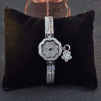 Luxusné Ženy Hodinky! Dámy Diamantový Náramok Hodiniek Žena ružové Zlato Strieborné Šaty sledovať Drahokamu Náramok náramkové hodinky