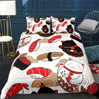 Luxusný bytový Textil Japonské Čerešňové Kvety Štýl 2/3ks posteľná bielizeň Nastaviť Posteľ Kryt Obliečky na Vankúš Sady