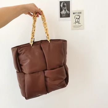 Luxusný Dizajn Tkané Prenosné Hrubé Reťaze Tote Bag Veľkú Kapacitu, Tkané Taška cez Rameno 2020 Peňaženky a Kabelky Tašky pre Ženy