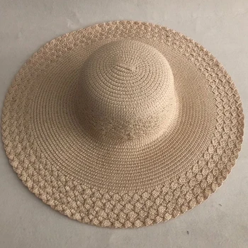 LVTZJ lete slamený klobúk ženy veľký široký okraj pláže hat slnko klobúk skladacia slnečná blok UV ochrany panamský klobúk kosti chapeu feminino