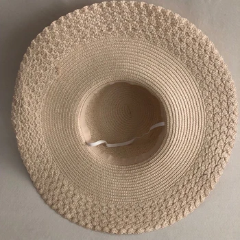 LVTZJ lete slamený klobúk ženy veľký široký okraj pláže hat slnko klobúk skladacia slnečná blok UV ochrany panamský klobúk kosti chapeu feminino