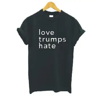 Láska Prebíja Nenávistné List Printed Tee Tričko Femme Krátky Rukáv O-krku Biela Čierna T-shirt Ženy Topy Harajuku Vtipné Ženy Tshirts