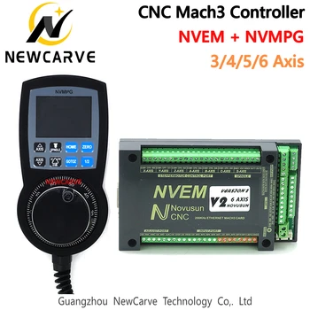 Mach3 CNC Nastaviť NVEM Ethernet Breakout Board + NVMPG Mach3 ručné koliesko S LCD Displej 6 Os MPG Pre DIY CNC Router NEWCARVE