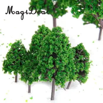 MagiDeal 22Pcs/Set 3-16 cm Zelená Model Stromy Vlak Železničnej Dráhy Architektúry, Vojnová Hra Scenérie Scény Usporiadanie Krajiny
