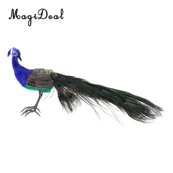 MagiDeal dlhý chvost krásne upravené umelé páva vták model veľké 50cm páva remeselné prop domov záhradné dekorácie