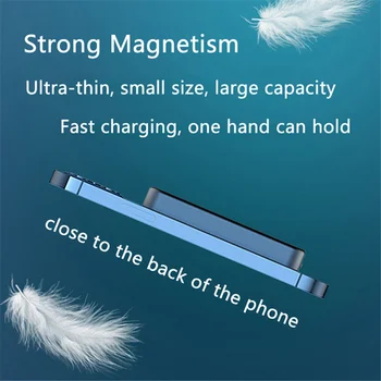 Magnetická Nabíjačka Bezdrôtové Nabíjanie Poklad Pre Magsafe iPhone 12 12Pro 12ProMax 12mini Ultra-Tenké Kovové Späť Klip Power Bank