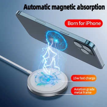 Magnetické Bezdrôtovú Nabíjačku s USB-C Integrovaného Káblového Prenosné pre Mobilný Telefón 12 Pro Max 15W Qi Magsafing Rýchle Nabíjanie Pad