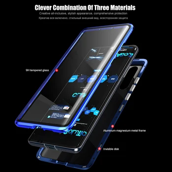 Magnetické Dvojité Sklo Prípade Huawei P30 20 Mate 30 20 10 Pro P30 Lite Česť 20i 20 Nova 3 3i 5 Tvrdeného Skla 360 Úplné Pokrytie