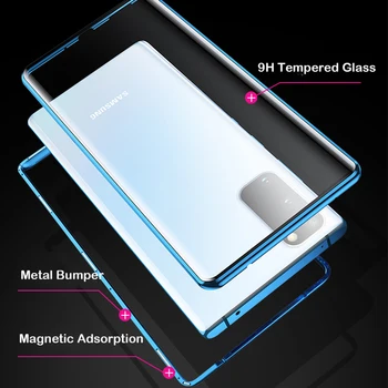 Magnetické Flip puzdro Pre Samsung Galaxy s20 ultra s10 poznámka 10 plus a51 a71 m30s a10 a20 a30 a50 a70 a30s obojstranné Sklo Coque