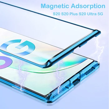 Magnetické Flip puzdro Pre Samsung Galaxy s20 ultra s10 poznámka 10 plus a51 a71 m30s a10 a20 a30 a50 a70 a30s obojstranné Sklo Coque