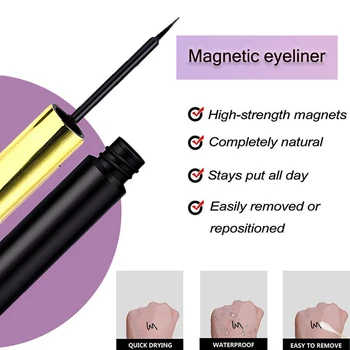 Magnetické Mihalnice 3 páry Nepremokavé Mihalnice Magnetické Falošné Mihalnice & Magnet Riasy Magnetické Tekuté Očné linky& Tweezer Nastaviť
