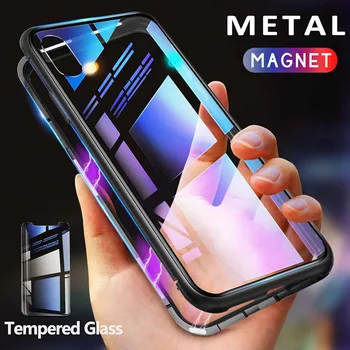 Magnetické Screen Protector Tvrdeného Skla, Kovu Telefón Prípade Coque 360 Magnet Kryt Pre iPhone 11 Pro MAX X XS MAX XR 6 6 7 8 Plus