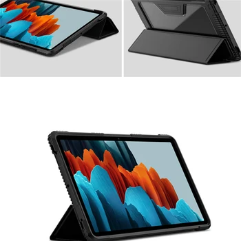 Magnetické Trifold Stojan Kožený Kryt Shockproof Tablet Ochranné puzdro pre Samsung Galaxy Tab S7 Tablet Príslušenstvo