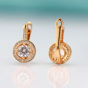 MAIKALE Jednoduché Kolo Stud Náušnice pre Ženy Cubic Zirconia Okrúhly Zirkón CZ Gold Klip na Earing Nové Módne Šperky