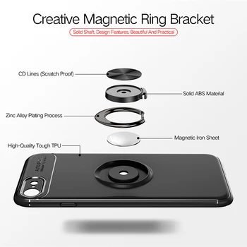 MAKAVO Pre Apple iPhone SE 2020 Prípade Prst Prsteň Držiteľ Shell Mäkké Silikónové Zadný Kryt Telefónu puzdro Pre iPhone SE 2 4.7