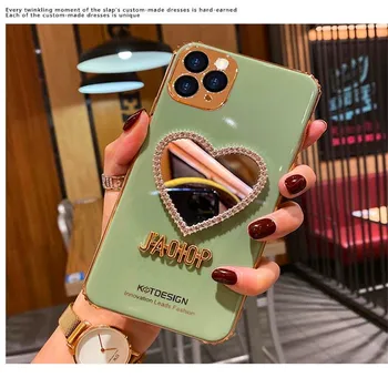 Make-up zrkadlo iphone11 mobilný telefón shell luxusnom štýle kráľovnej exkluzívne drahokamu flash diamond all-inclusive kamera anti-jeseň