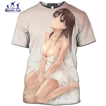 Mamba Top 3D Senpai-Krátke Rukávy Kawaii Tričko Hentai Sexy Homme Anime Dievča Bikini Krásy Muži T-Shirts Bežné Cosplay Loli Waifu