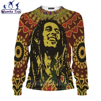 Mamba Top 3D Tlač Bob Marley Mikina Mužov Harajuku Spevák Rock Fashion White Človeka Tričko Hippies, Hip Hop, Street Oblečenie pre Ženy