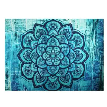 Mandala Stene Visí Blue Lotus České Dekor Psychedelic Zložité Kvetinové Kvetinové Steny Výzdoba Pláži Tapisérie