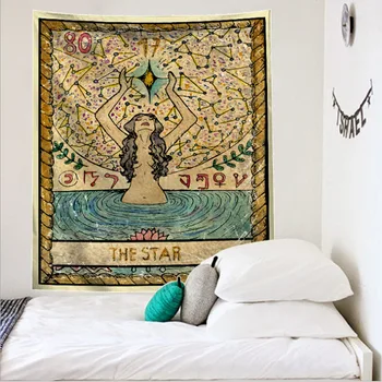 Mandala Tarot Karty Vzor Deka Gobelín Stene Visí Tapisérie, Spálne, prehoz cez posteľ Hodiť Kryt Sun Moon Stenu Decor 90*60 CM
