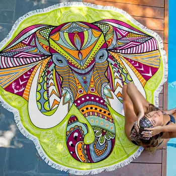 Mandala Visí Deka India Bohemia Štýl Gobelín Cestovné Letnú Pláž Uterák Cartoon Slon Dizajn Farebným Pruhom Yoga Mat