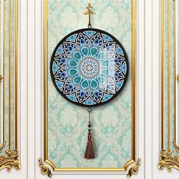 Mandala Vzory nástenná maľba Strapce Diamond Maľby S Okrúhlym Rámom Diamond Výšivky DIY Arts Domov Nástenné Maľby Dekorácie