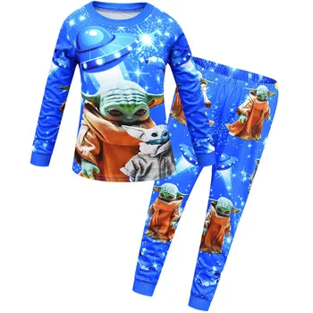 Mandalorian Dieťa Yoda Oblečenie Set sa Veľké Dieťa, oblečenie pre voľný čas Chlapčenské Pyžamo Nastaviť Deti Klesnutie T-shirt Sleepwear Anime Cosplay Kostýmy