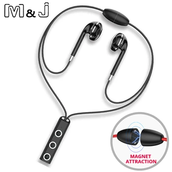 M&J Magnetické Bezdrôtové Bluetooth Stereo Slúchadlá Šport Slúchadlo Headset S Mikrofónom pre Športové Bežecké iPhone Apple Samsung Huawei