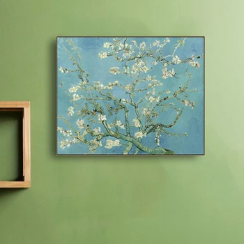 Mandľové kvety Kvety Van Gogh Plátno na Maľovanie Kaligrafie Plagát Vytlačí Obývacia Izba Maľovanie Domáce Dekorácie Obrázok