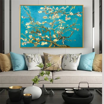 Mandľový Kvet Van Gogh Kvety Plátno Impresionistické Obrazy na Stenu Umenie Plagáty a Vytlačí Plátno Obrázok pre Obývacia Izba
