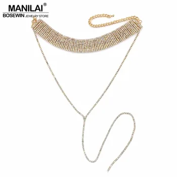 MANILAI Fashion Kamienkami Choker Vyhlásenie Náhrdelník Ženy, Luxusné Crystal Chokers Náhrdelníky Maxi Golier Momenty Príslušenstvo